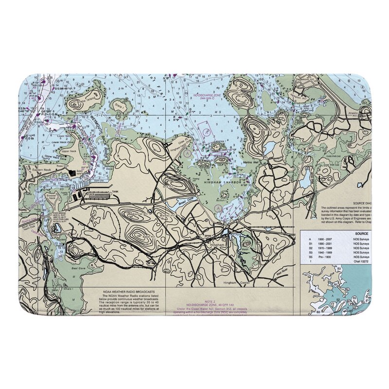 Breakwater Bay Nautical Chart Hingham MA Bath Rug Wayfair